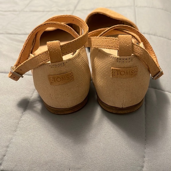 Toms Womens Julie Tan Suede D'Orsays Ankle Strap Pointed Toe Flats Shoes Used - Picture 7 of 10